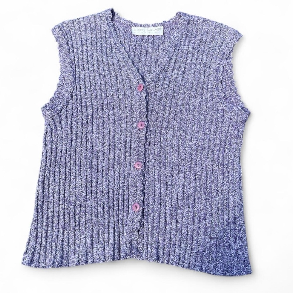 Vintage Easy Wear Purple Knit Button-Up Vest S-M